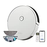 Rozi Robot Aspirador, Robot Limpieza de Pisos 1800Pa Max, Aspirador y Limpieza Silenciosa y Carga Automática, Compatible con Alexa para Pelo de Mascotas, Pisos Duros y Alfombras (Blanco)